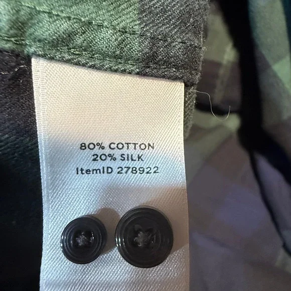 Rare Vintage L.L. Bean Cotton Silk Black‎ Watch Plaid Japan Export Shirt XLT - Picture 9 of 13